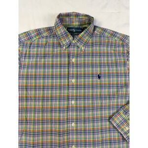 Ralph Lauren Classic Fit Plaid Button Down Shirt Men's Large Preppy Quiet Luxury